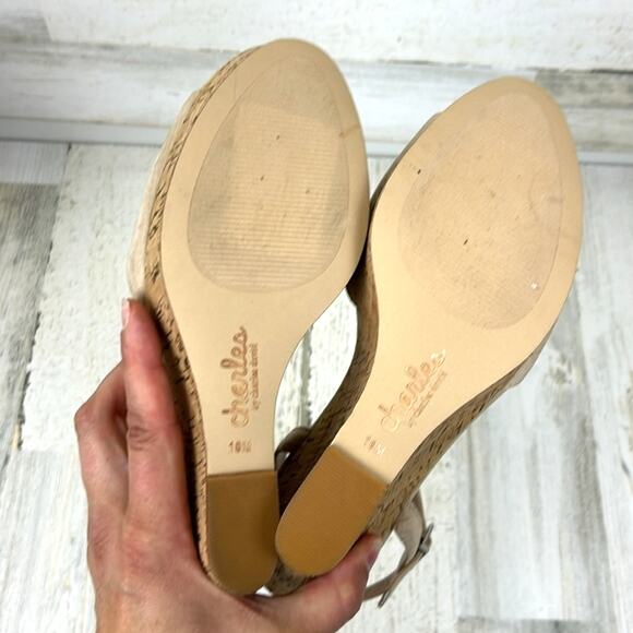 Charles David Women’s 10 Tan Lambert Cork Wedge Open Toe Sandals NEW - Picture 9 of 9